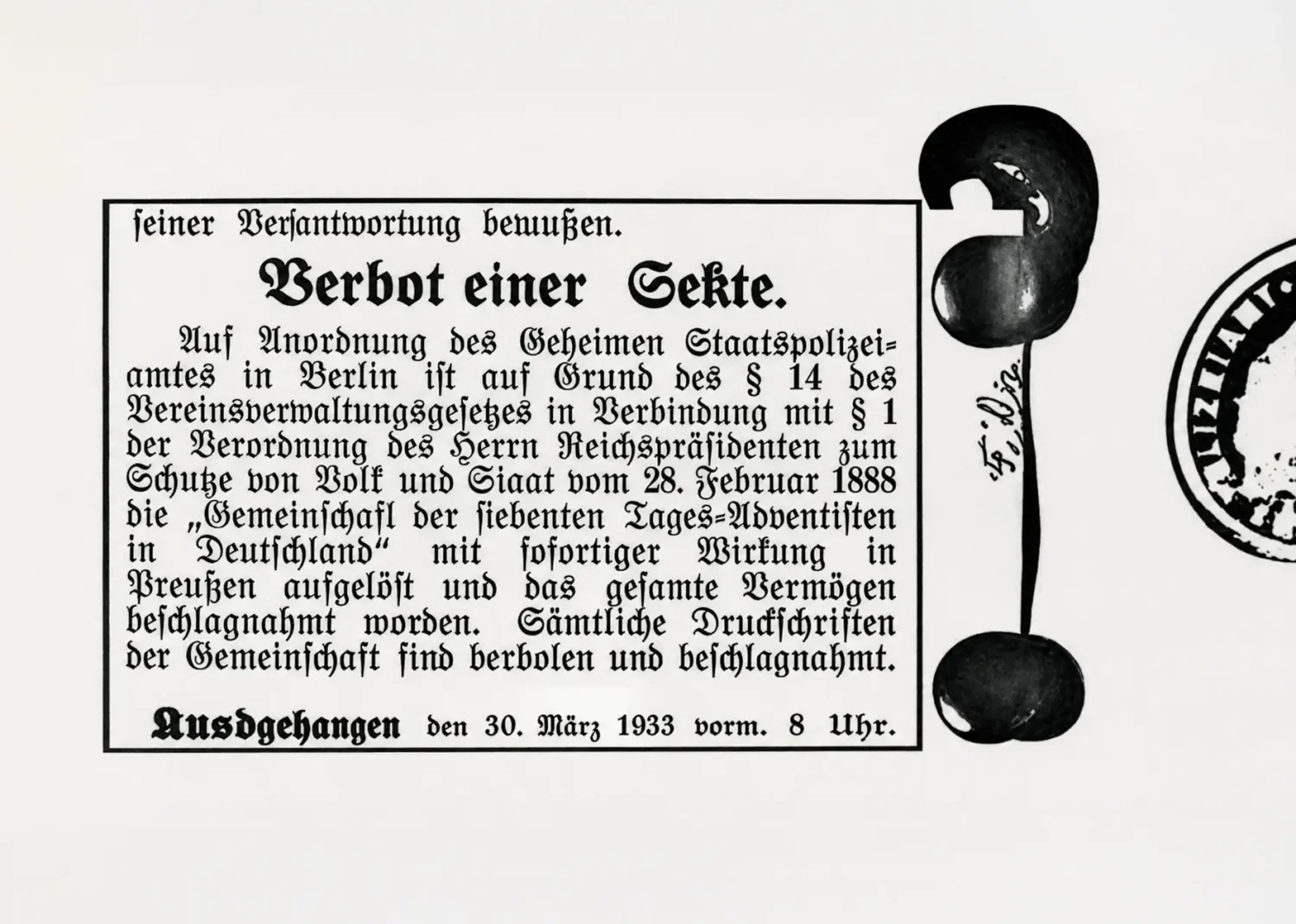 A courageous protest against the ban on the Adventist Church in 1933: Pastor Rudolf Stein