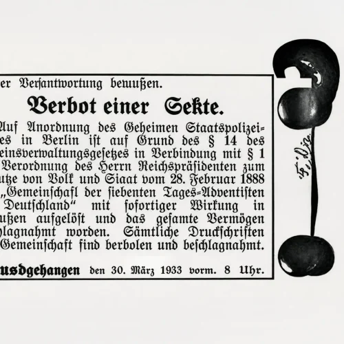 A courageous protest against the ban on the Adventist Church in 1933: Pastor Rudolf Stein